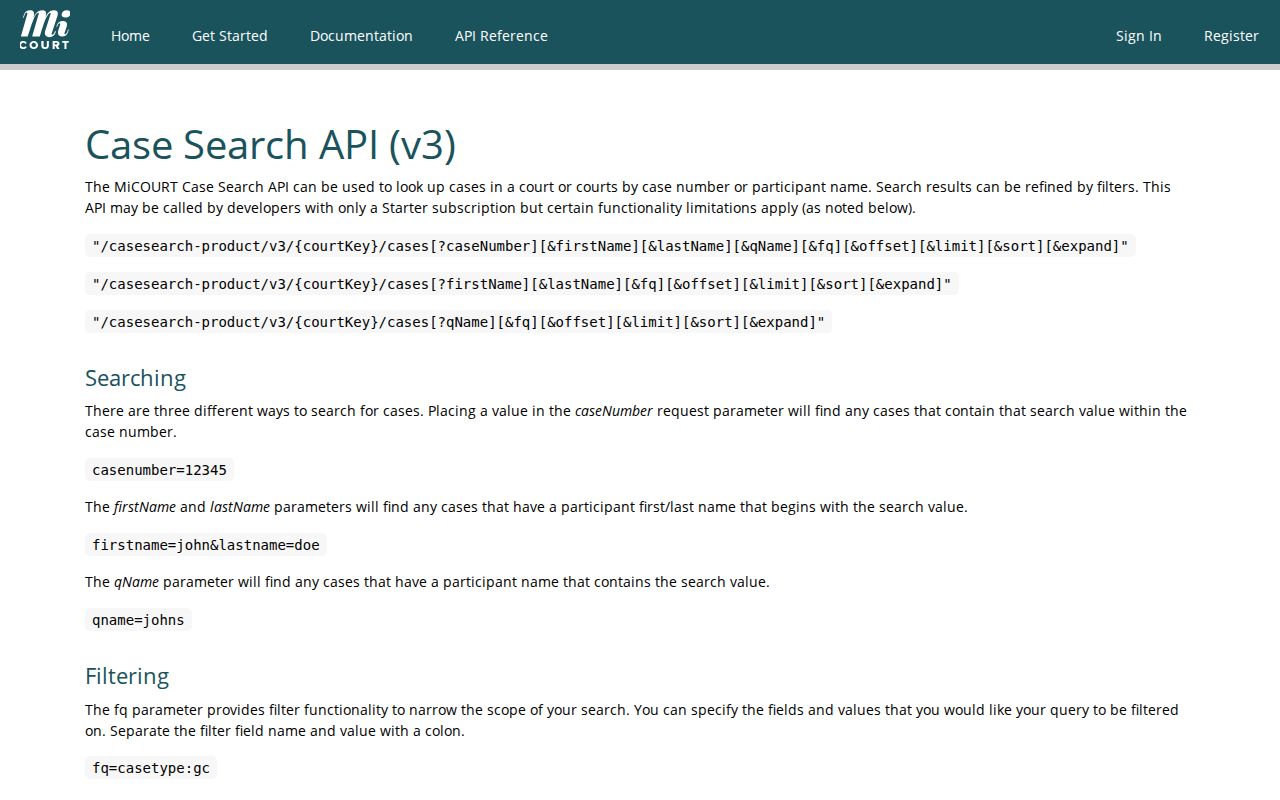 Van Buren County case search source for documented MiCOURT filters