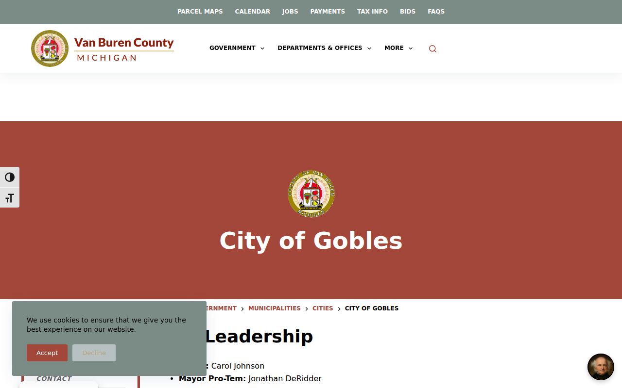 Gobles court docket source from the official City of Gobles county profile