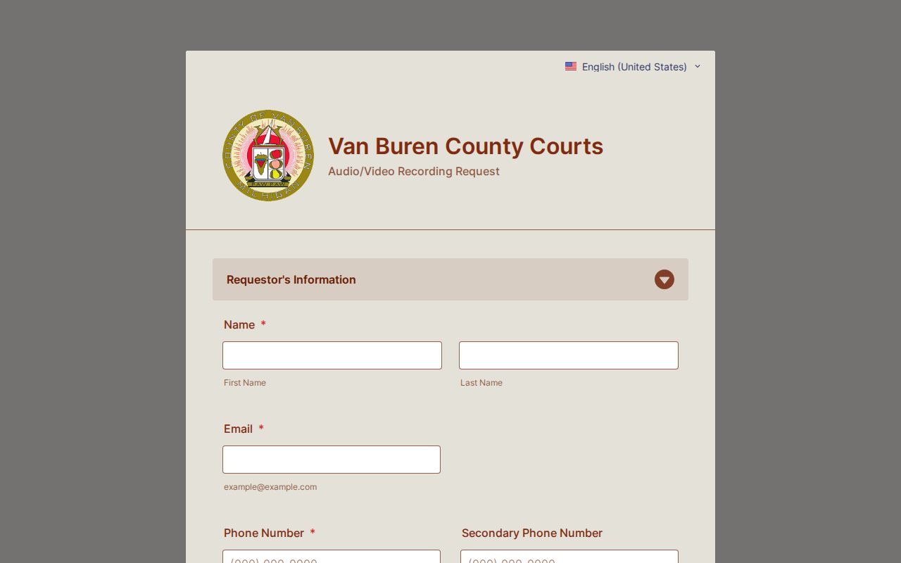 Van Buren County traffic court records audio and video request source